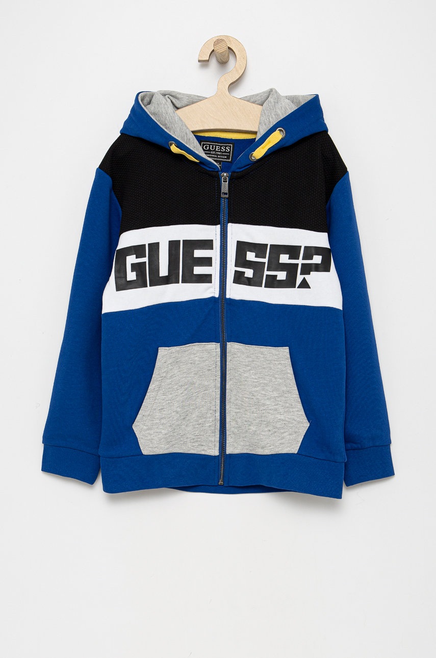 

Детски суичър Guess с десен, Син