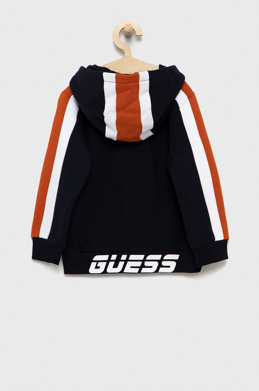 

Дитяча бавовняна кофта Guess колір синій з принтом