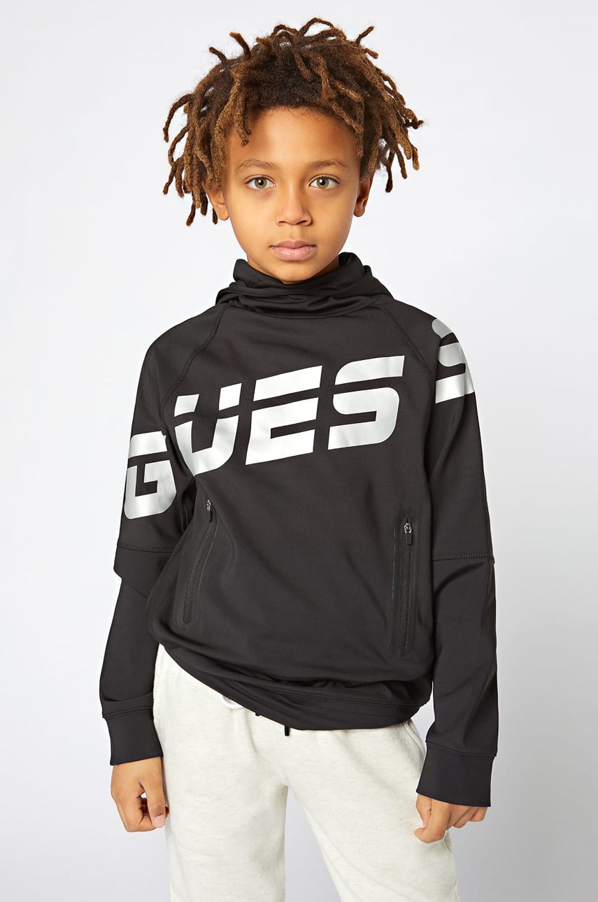 

Детски суичър Guess в черно с принт, Черен