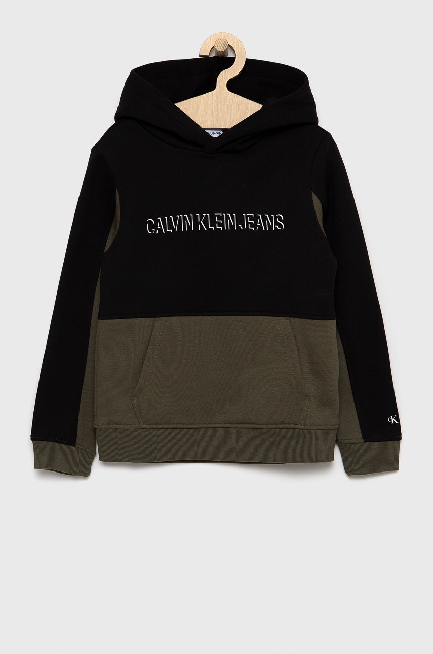 

Детски суичър Calvin Klein Jeans в черно с принт, Черен