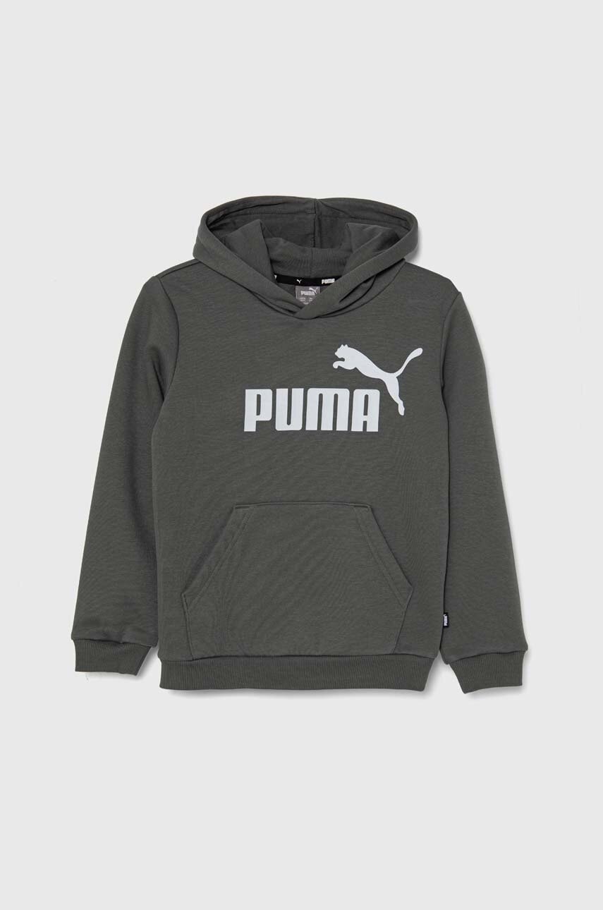 Puma bluza copii culoarea gri, cu glugă, cu imprimeu