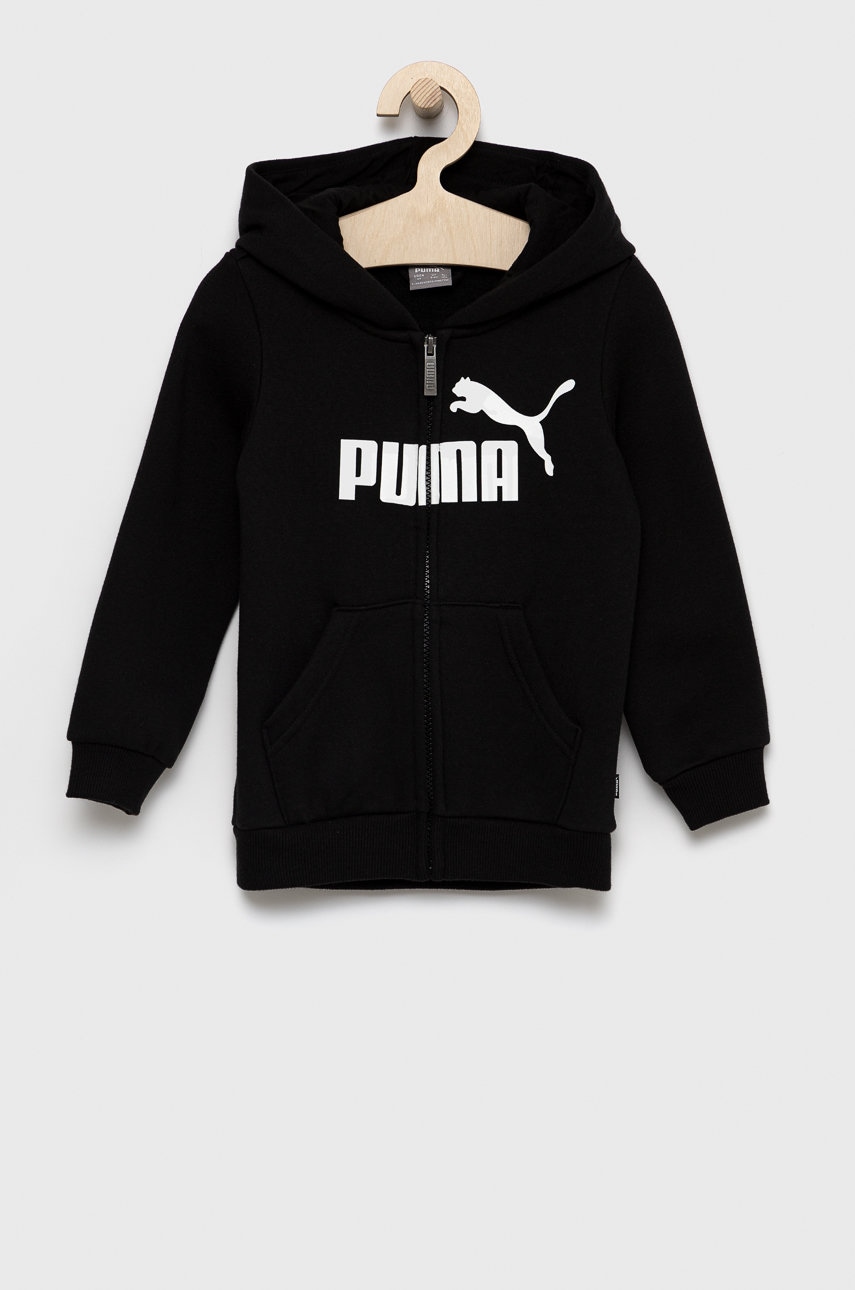 Puma Bluza dziecięca 586967 kolor czarny z kapturem z nadrukiem