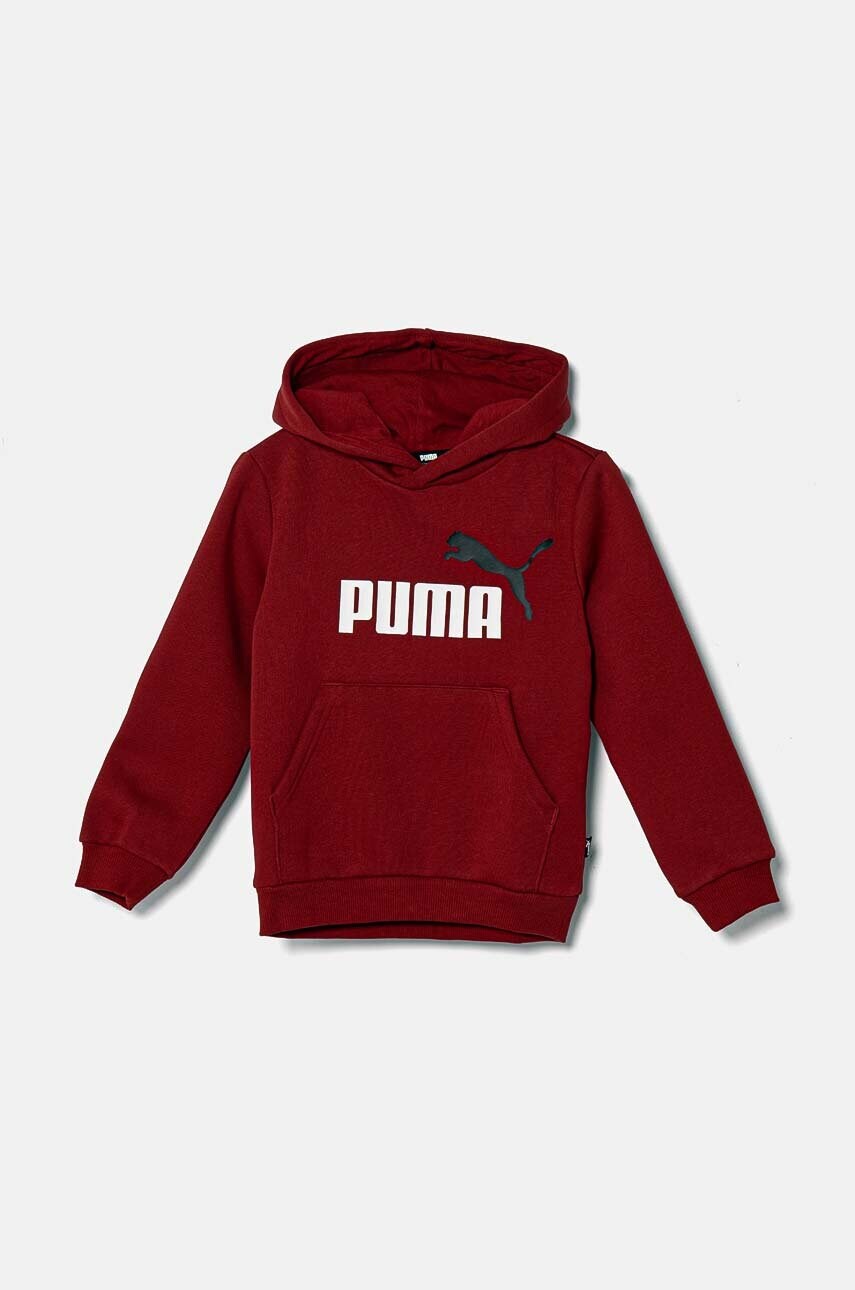 Puma bluza copii culoarea rosu, cu glugă, cu imprimeu