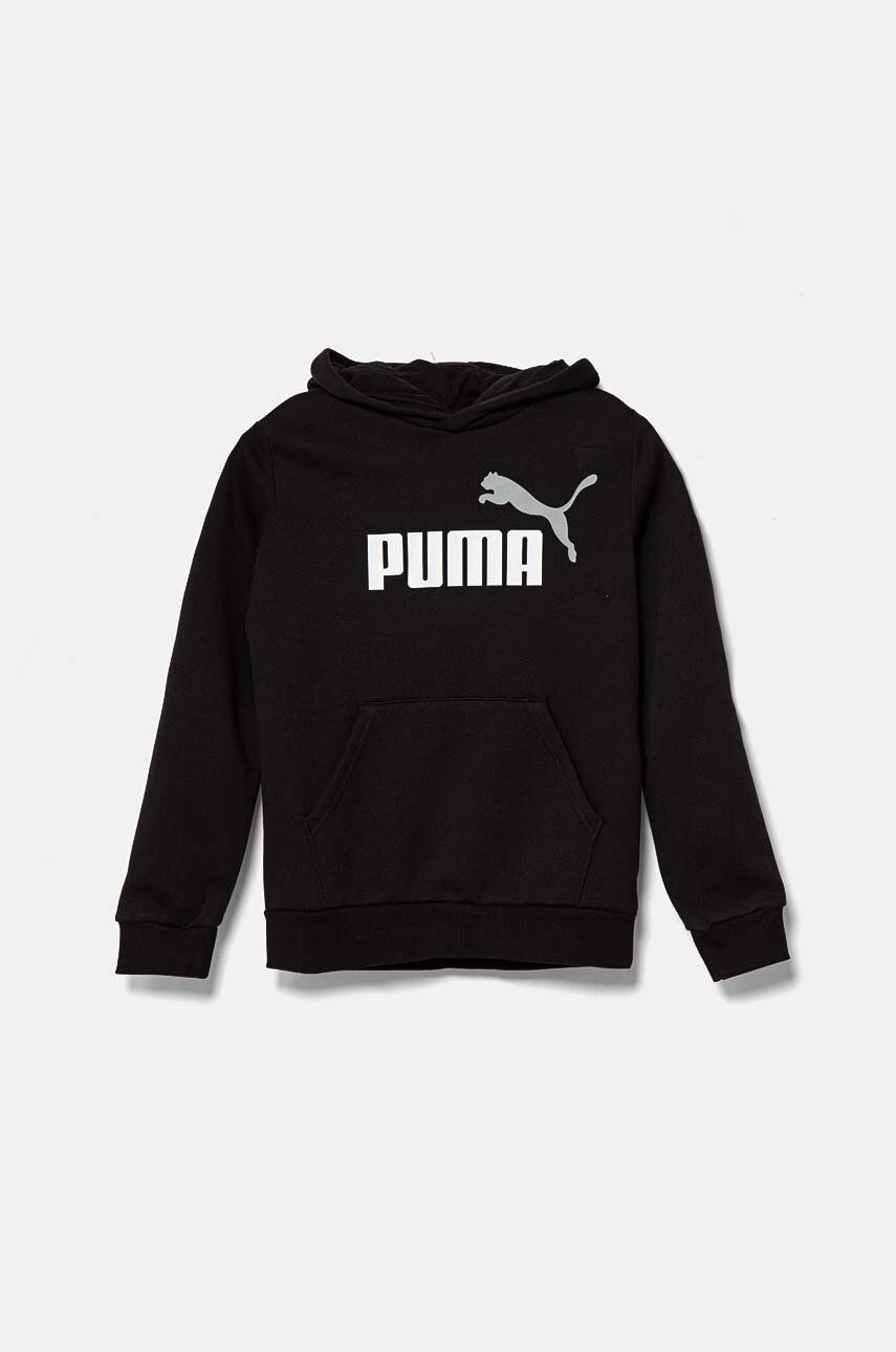 Puma bluza copii culoarea gri, cu glugă, cu imprimeu