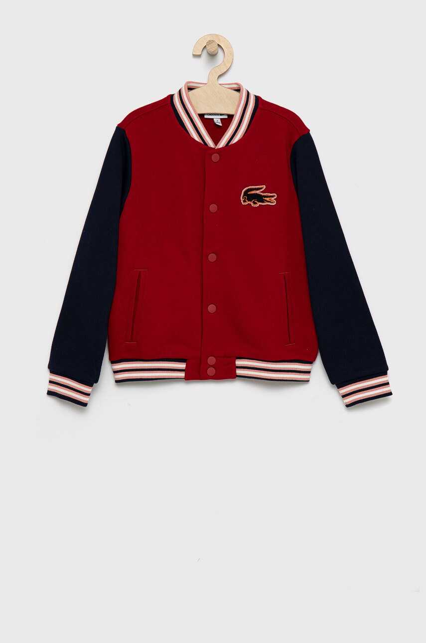 Lacoste bluză copii culoarea bordo, cu imprimeu