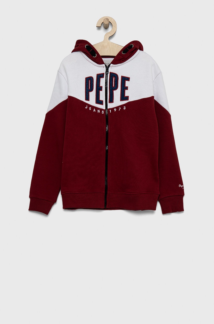 

Детски памучен суичър Pepe Jeans в бордо с десен