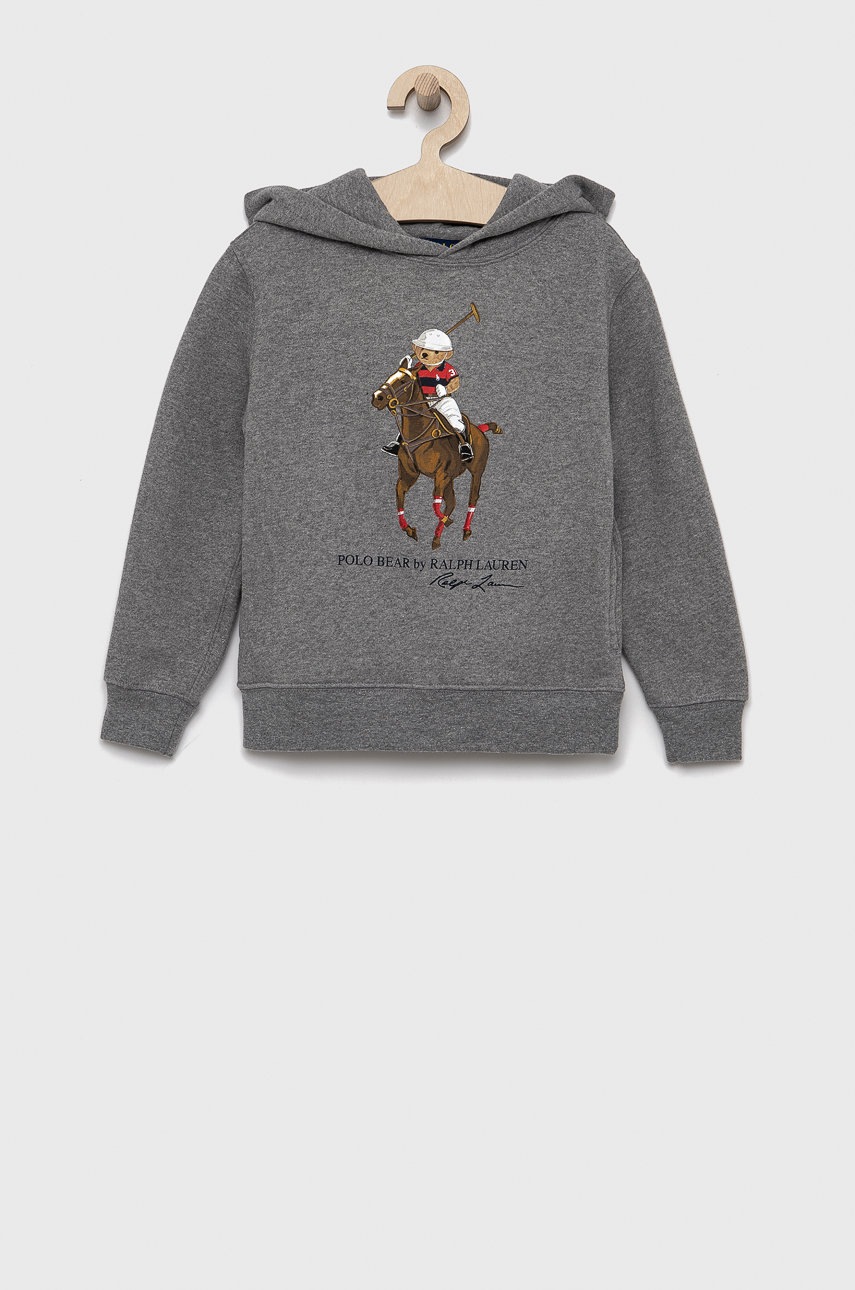 

Детски суичър Polo Ralph Lauren в сиво с принт, Сив