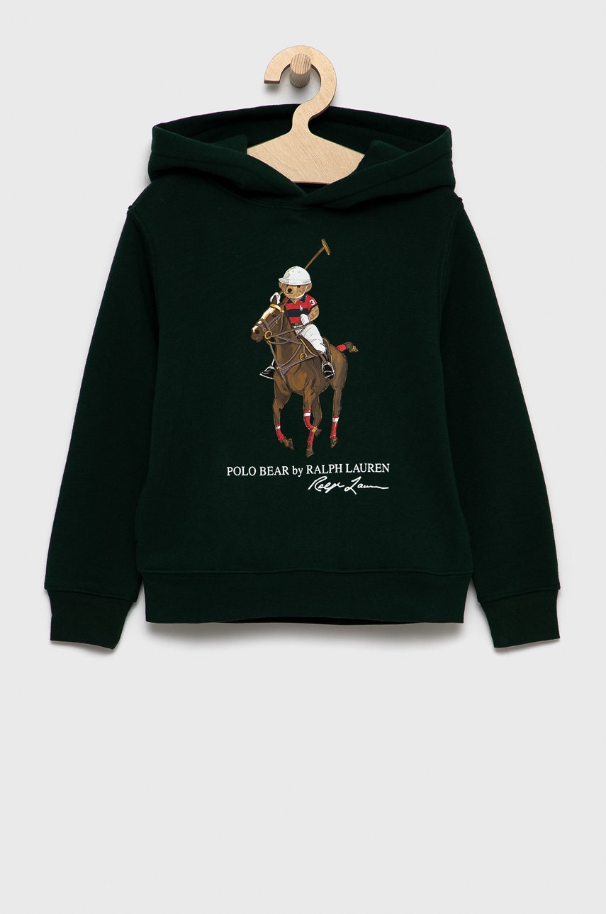 

Детски суичър Polo Ralph Lauren в зелено с изчистен дизайн, Зелен