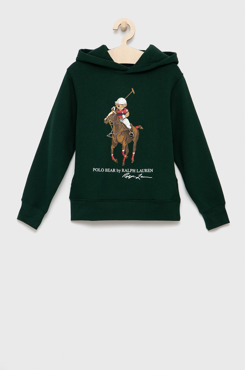 

Детски суичър Polo Ralph Lauren в зелено с изчистен дизайн, Зелен