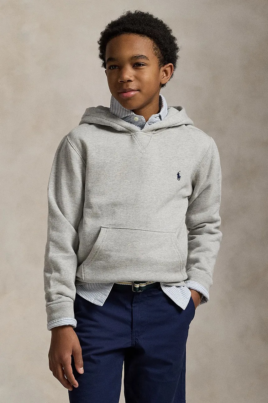 Levně Dětská mikina Polo Ralph Lauren šedá barva, s aplikací