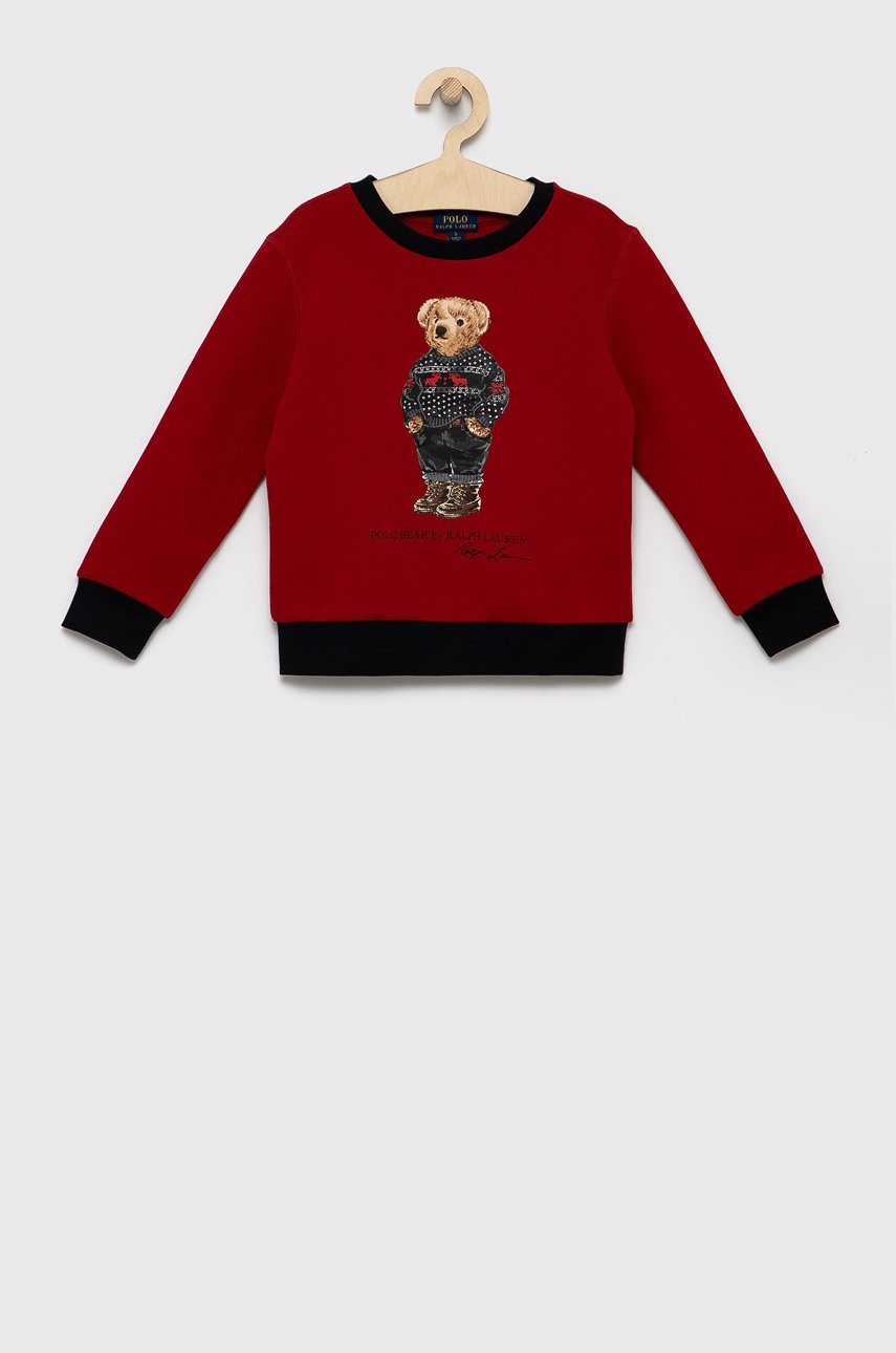 

Детски суичър Polo Ralph Lauren в червено с принт, Червен
