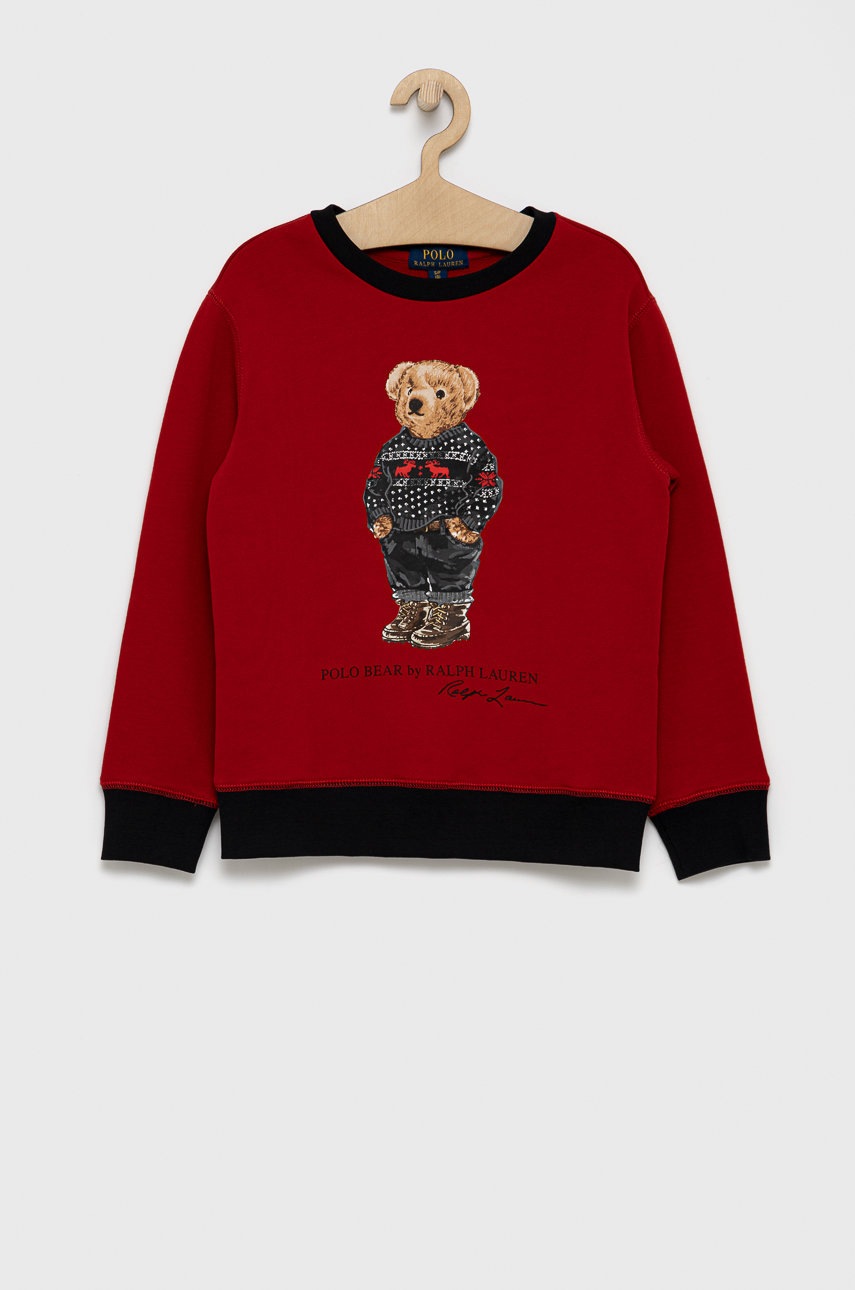 

Детски суичър Polo Ralph Lauren в червено с изчистен дизайн, Червен