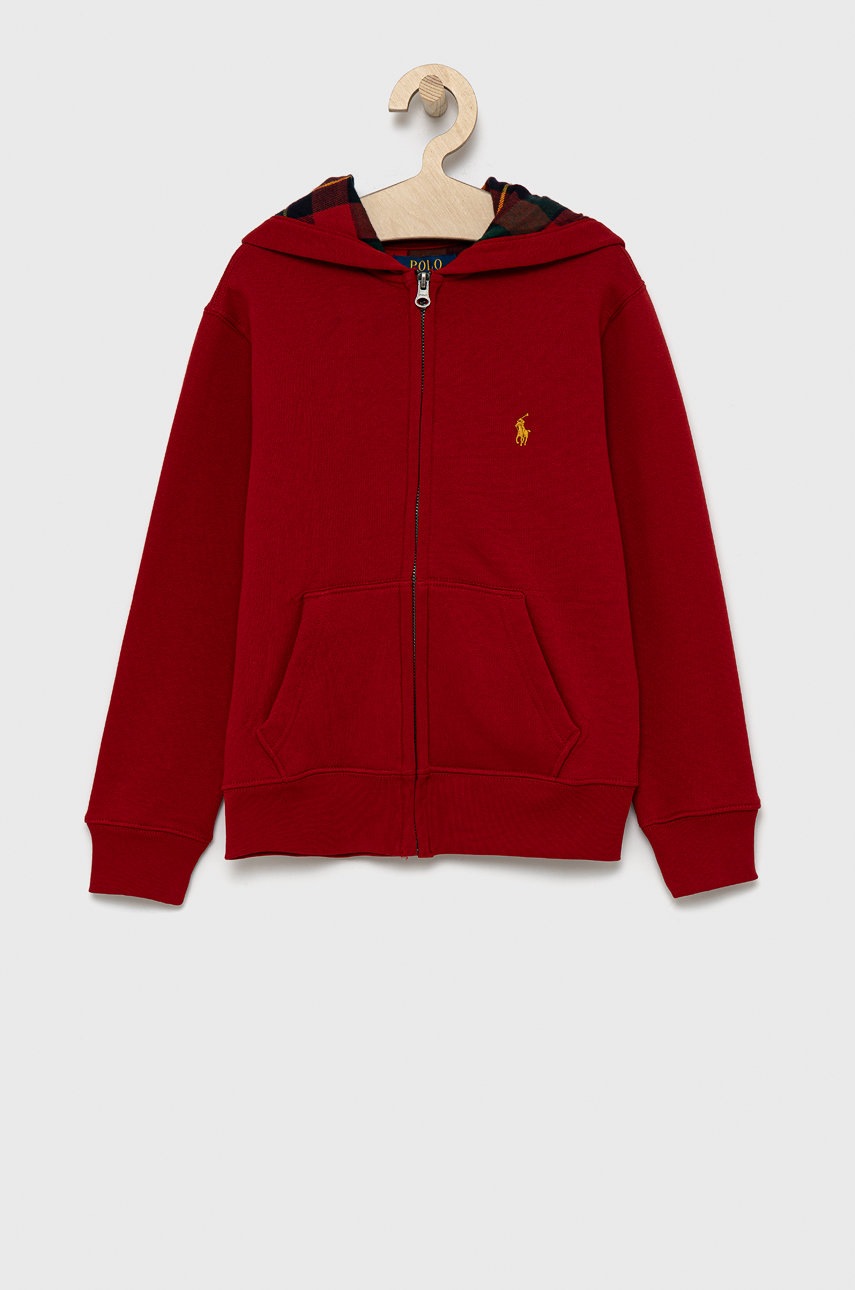 

Детски суичър Polo Ralph Lauren в червено с изчистен дизайн, Червен