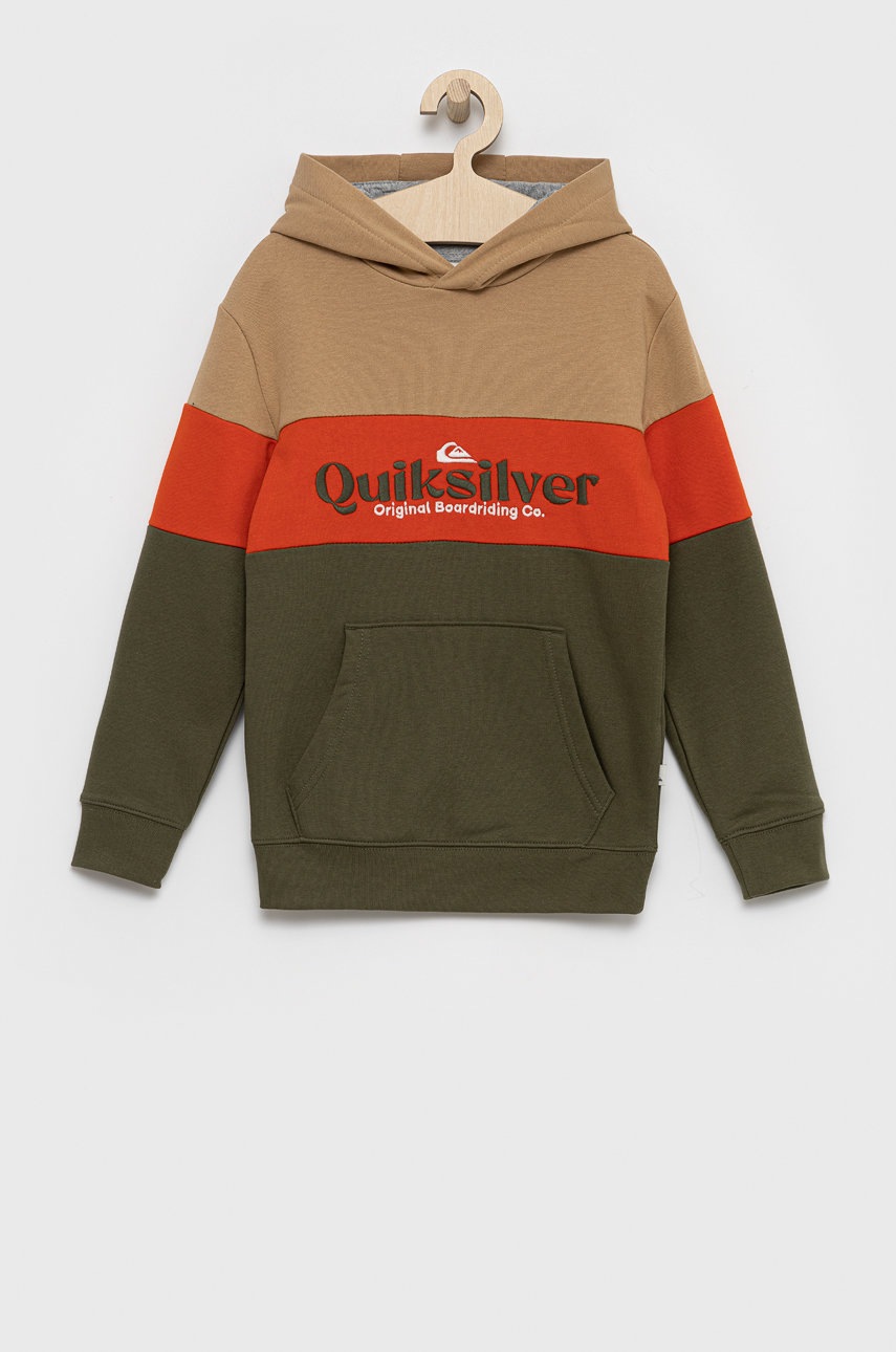 

Детски суичър Quiksilver в бежово с десен, Зелен