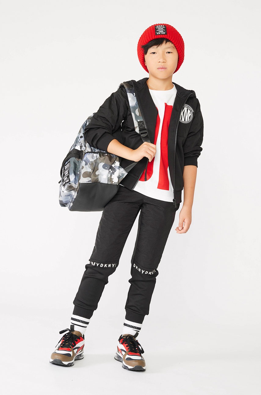 

Детски суичър Dkny в черно с изчистен дизайн, Черен