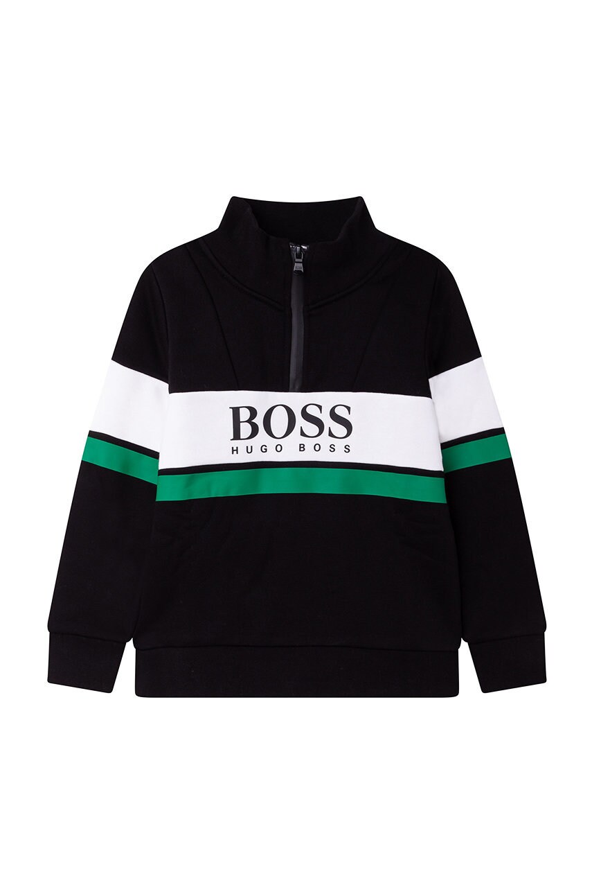 

Детски суичър Boss в черно с принт, Черен