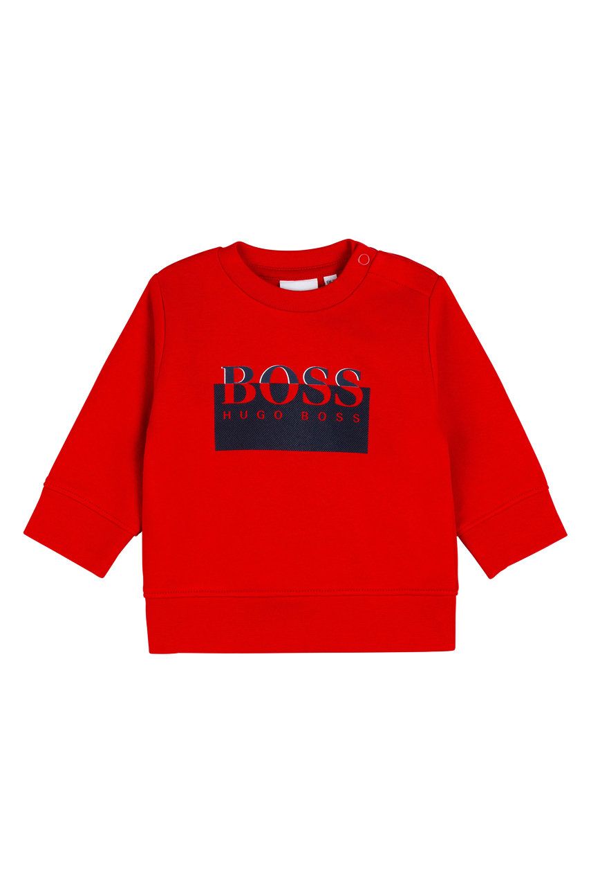 Boss Bluza dziecięca kolor czerwony z nadrukiem