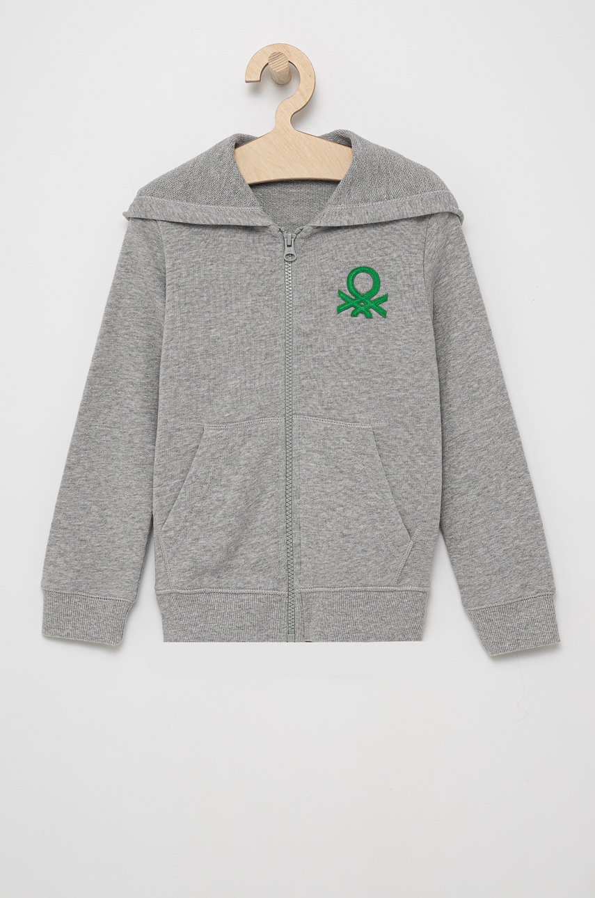 

United Colors of Benetton - Детски памучен суичър, Сив