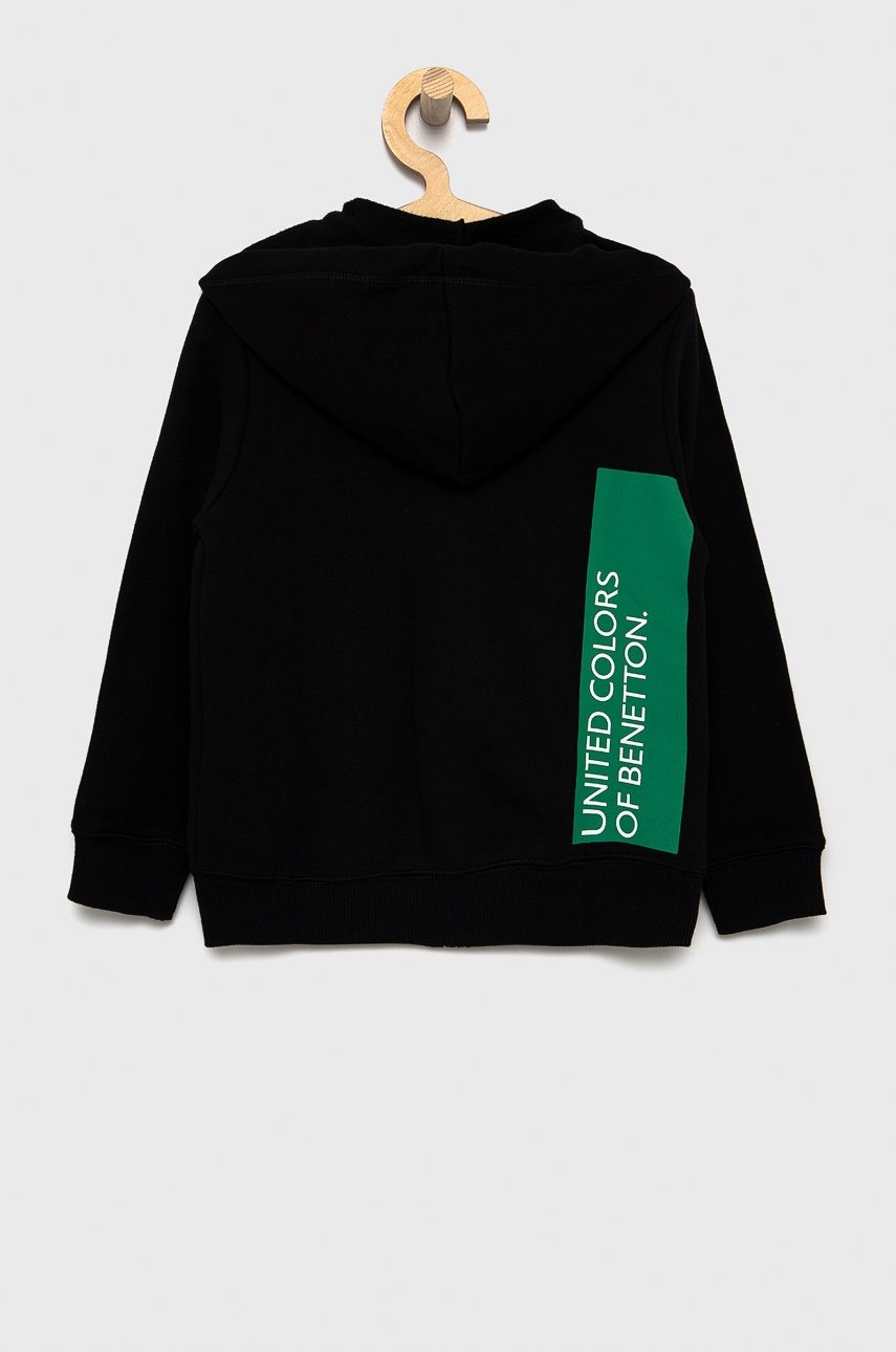 

Детская хлопковая кофта United Colors of Benetton цвет чёрный с аппликацией