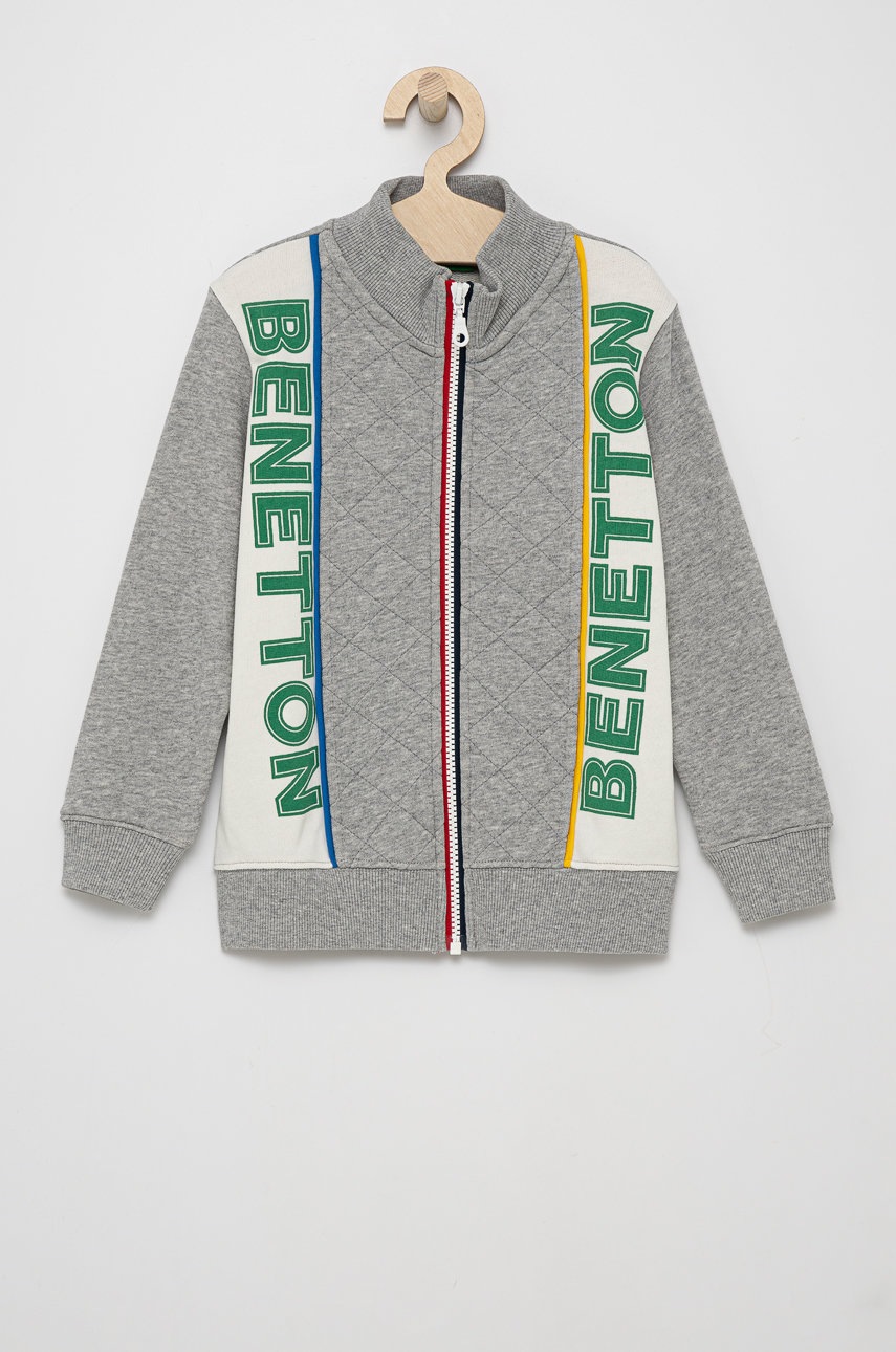 

Детски памучен суичър United Colors of Benetton в сиво с принт, Сив