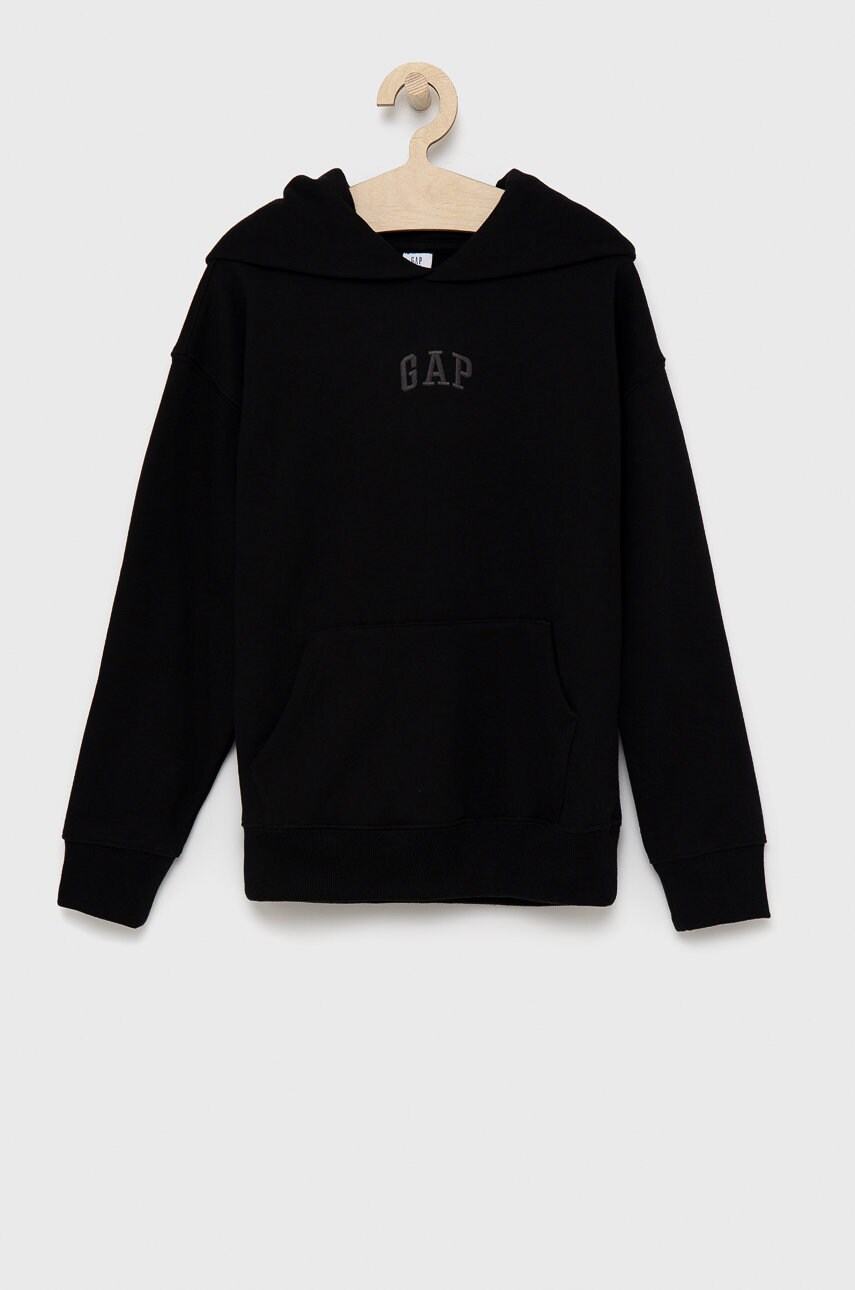 Gap bluză copii culoarea negru, material neted