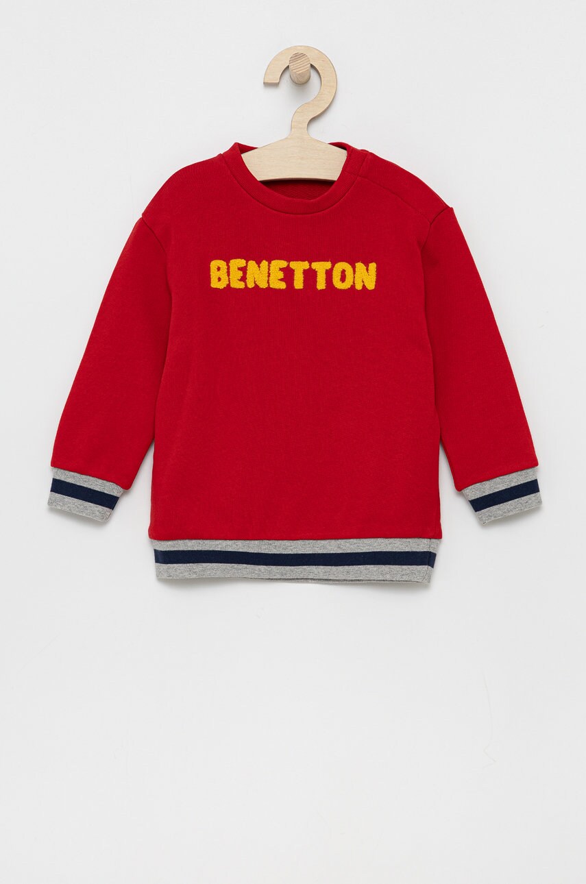United Colors Of Benetton hanorac de bumbac pentru copii culoarea rosu, cu imprimeu