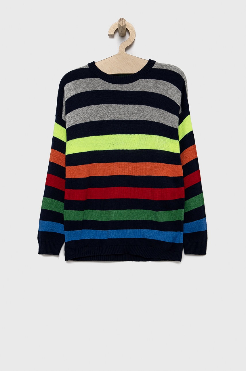

Детски пуловер United Colors of Benetton в сиво от лека материя, Сив