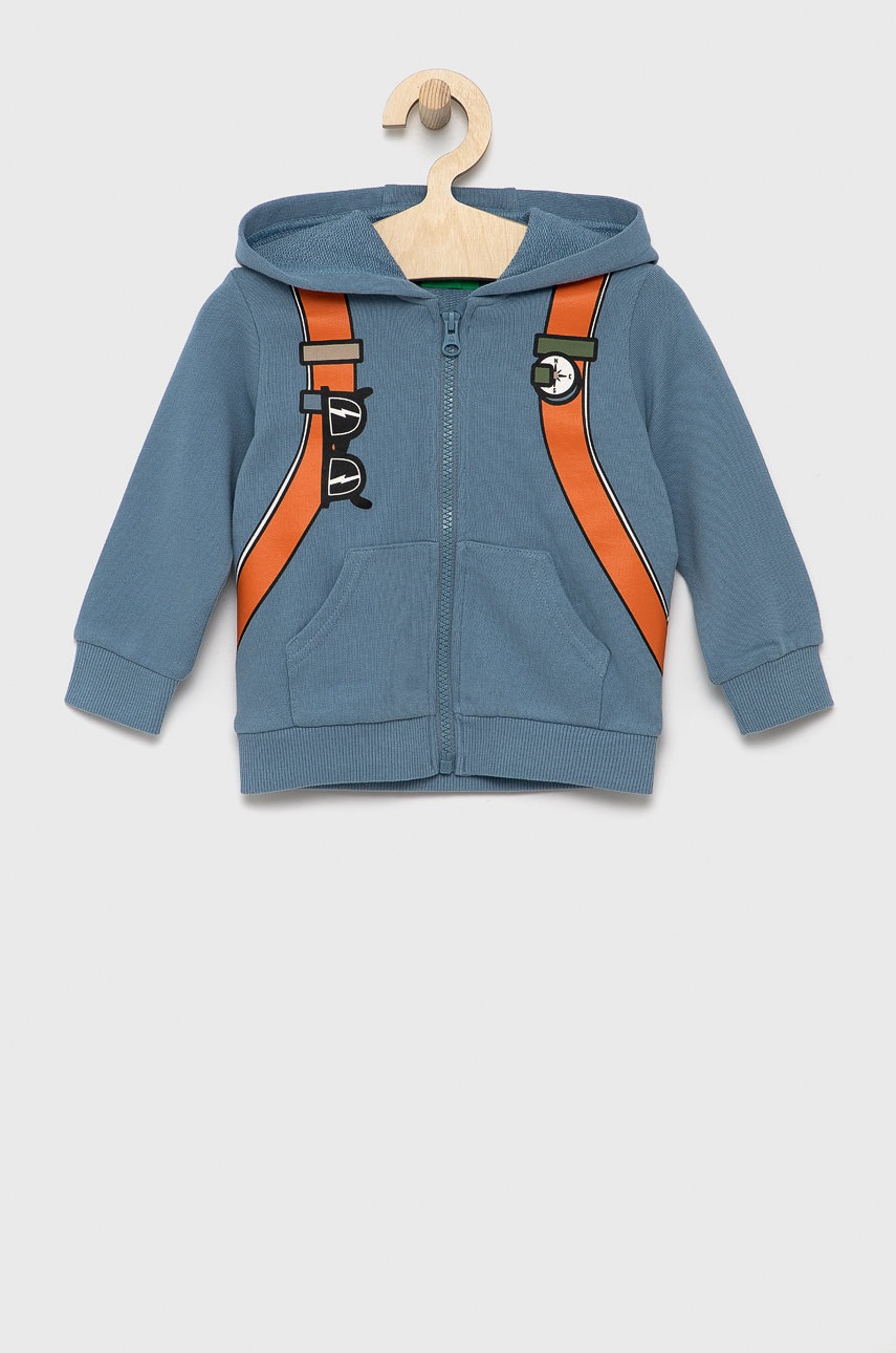 

Детски памучен суичър United Colors of Benetton с принт, Син