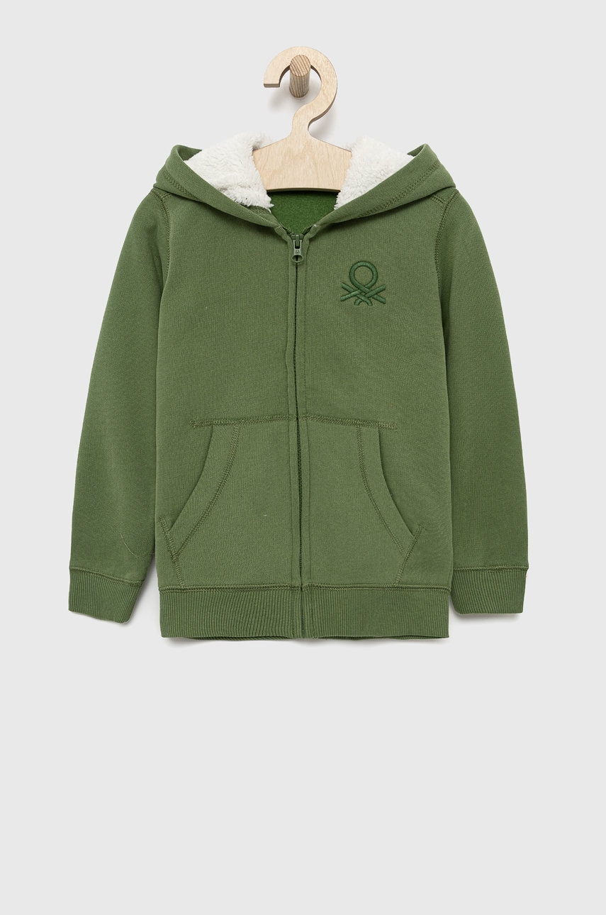 United Colors Of Benetton bluză copii culoarea verde, material neted