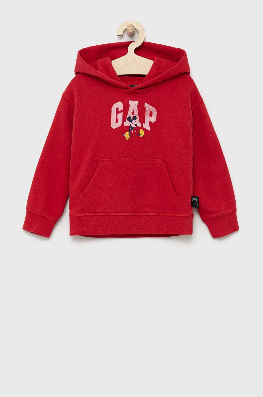 Gap GAP bluza dziecięca x Disney kolor czerwony z kapturem z nadrukiem