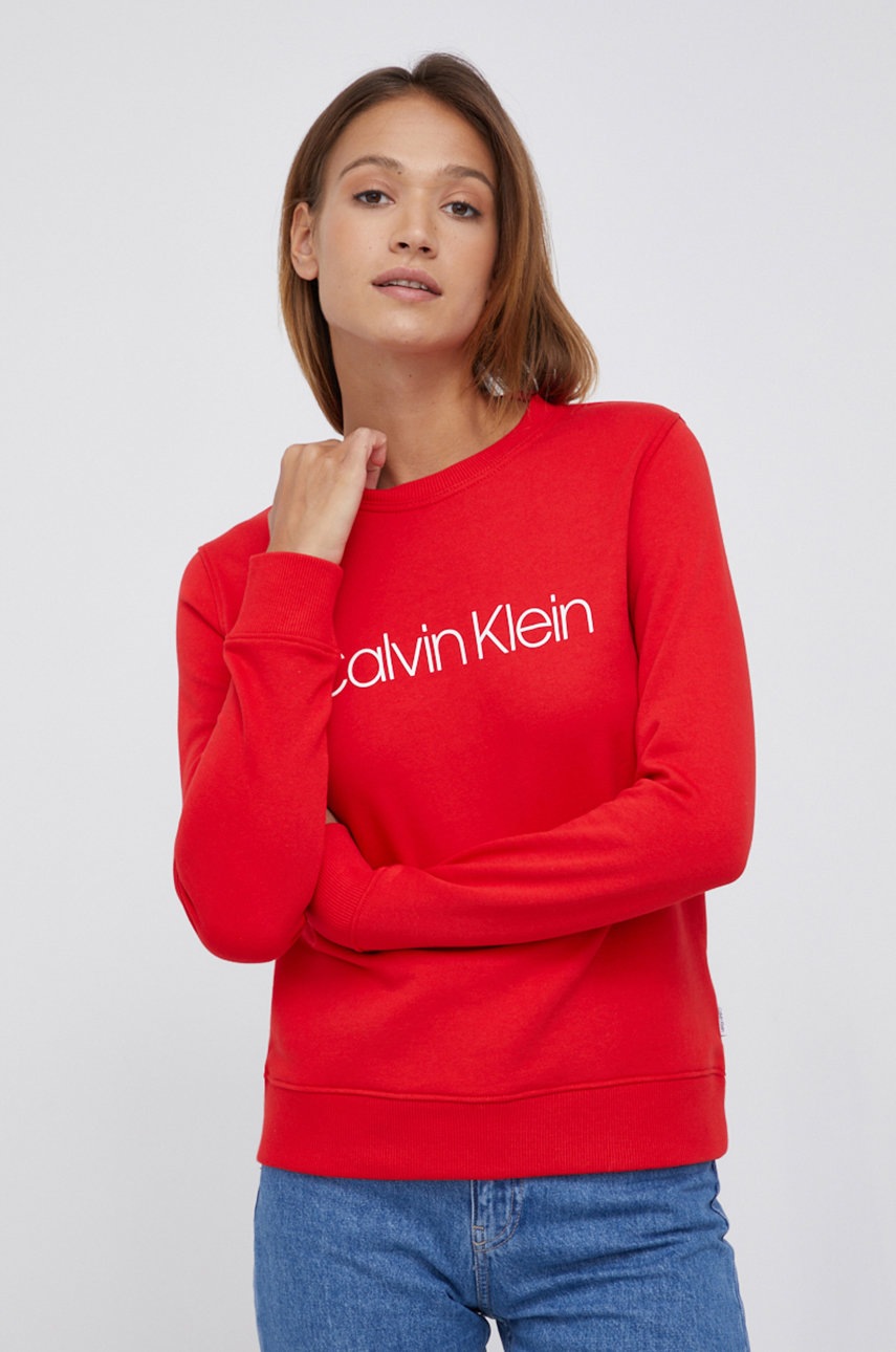 

Calvin Klein - Памучен суичър, Червен