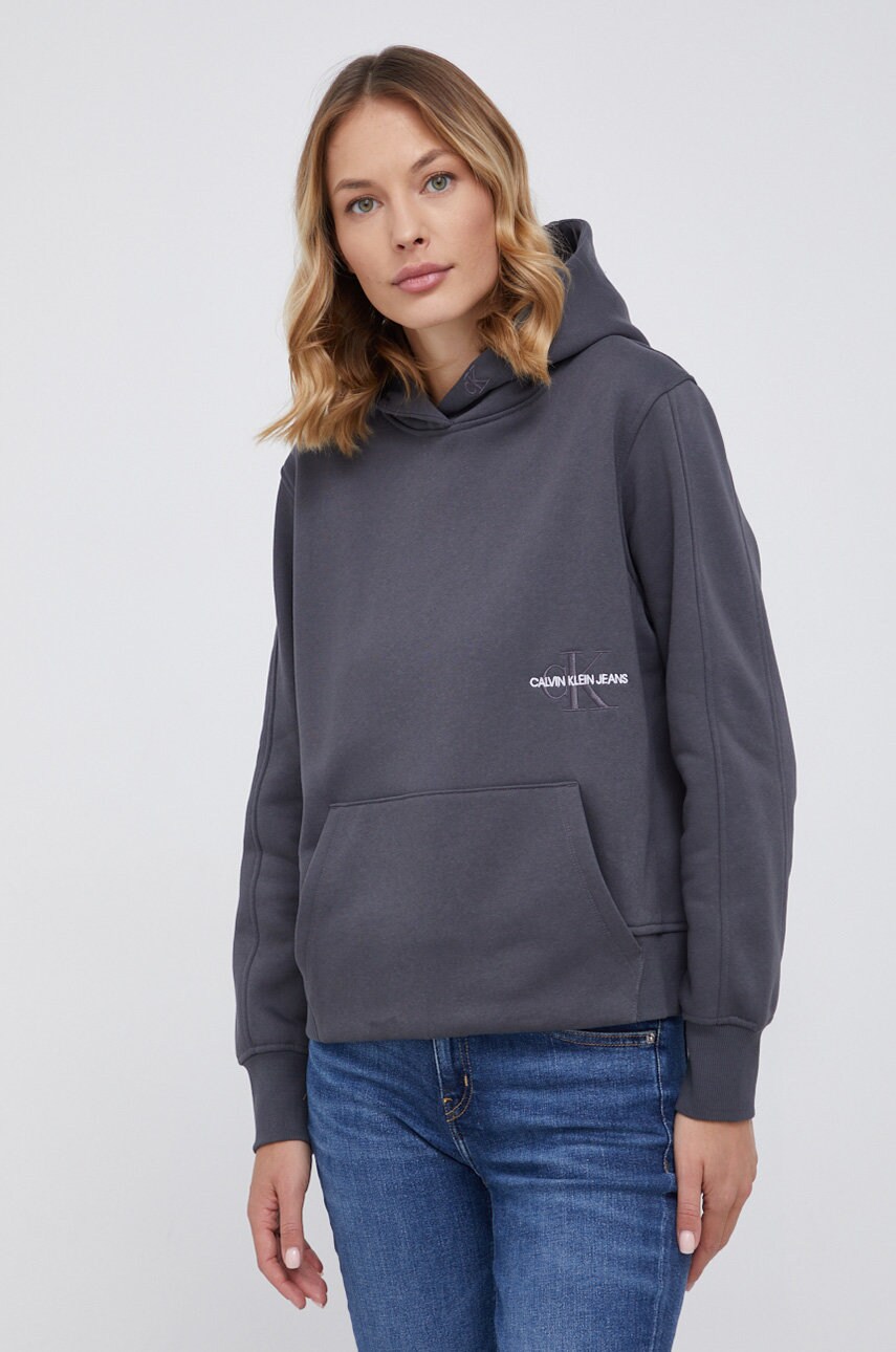 

Суичър Calvin Klein Jeans дамски в сиво с изчистен дизайн, Сив