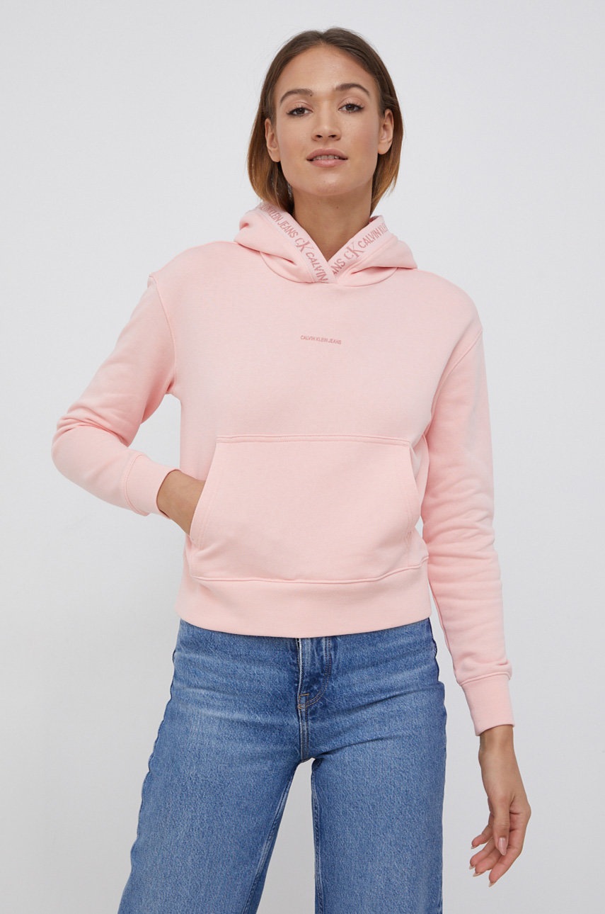 

Суичър Calvin Klein Jeans дамски в розово с изчистен дизайн, Розов