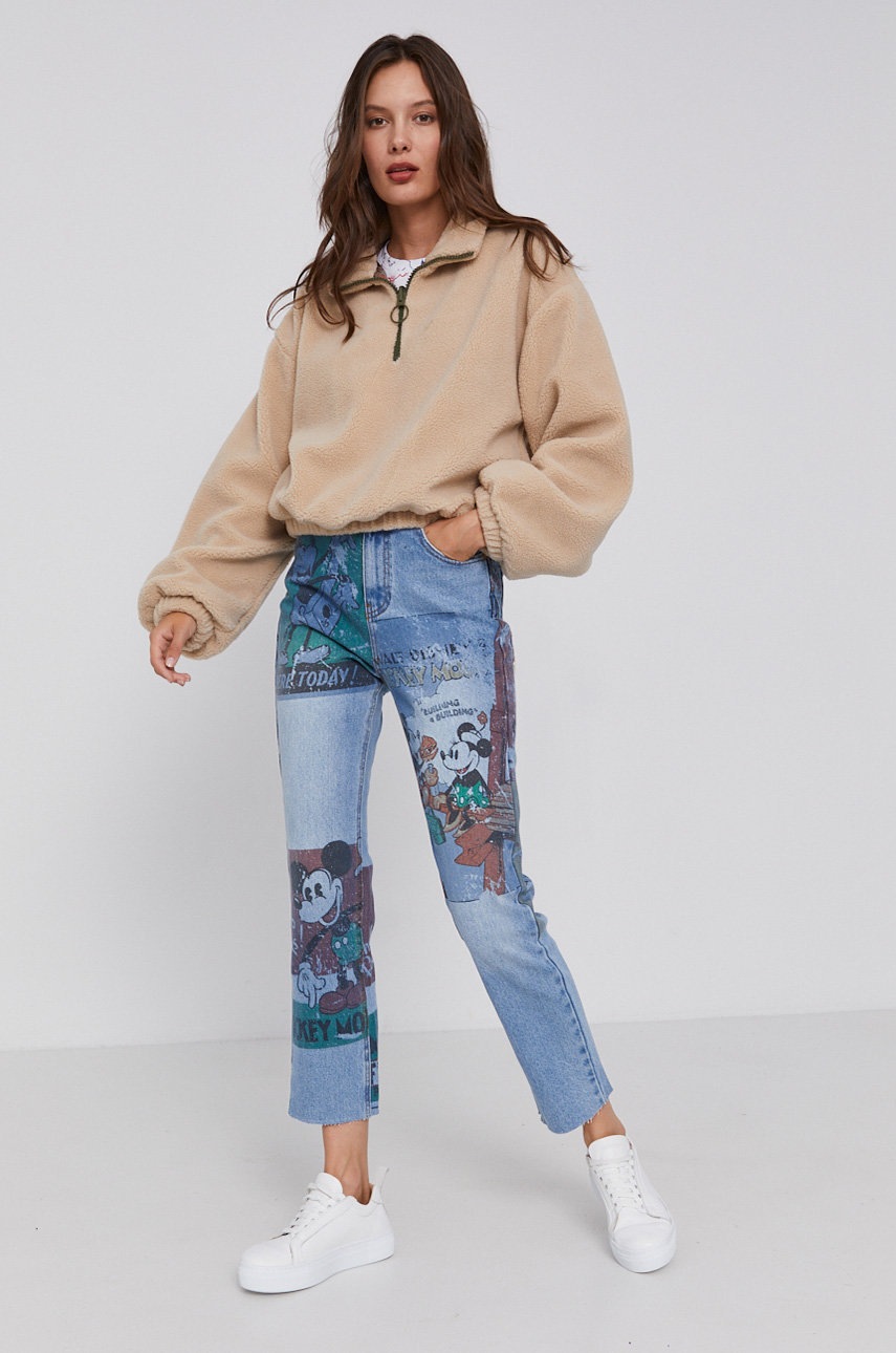 

Двусторонняя кофта Desigual женская цвет кремовый с узором