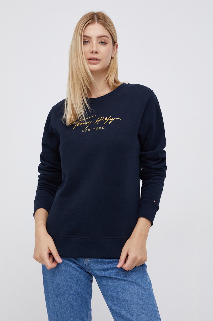 

Суичър Tommy Hilfiger дамски в тъмносиньо с апликация, Тъмносин