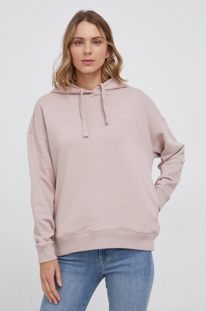 

Памучен суичър Tommy Hilfiger в бежово с изчистен дизайн, Бежов