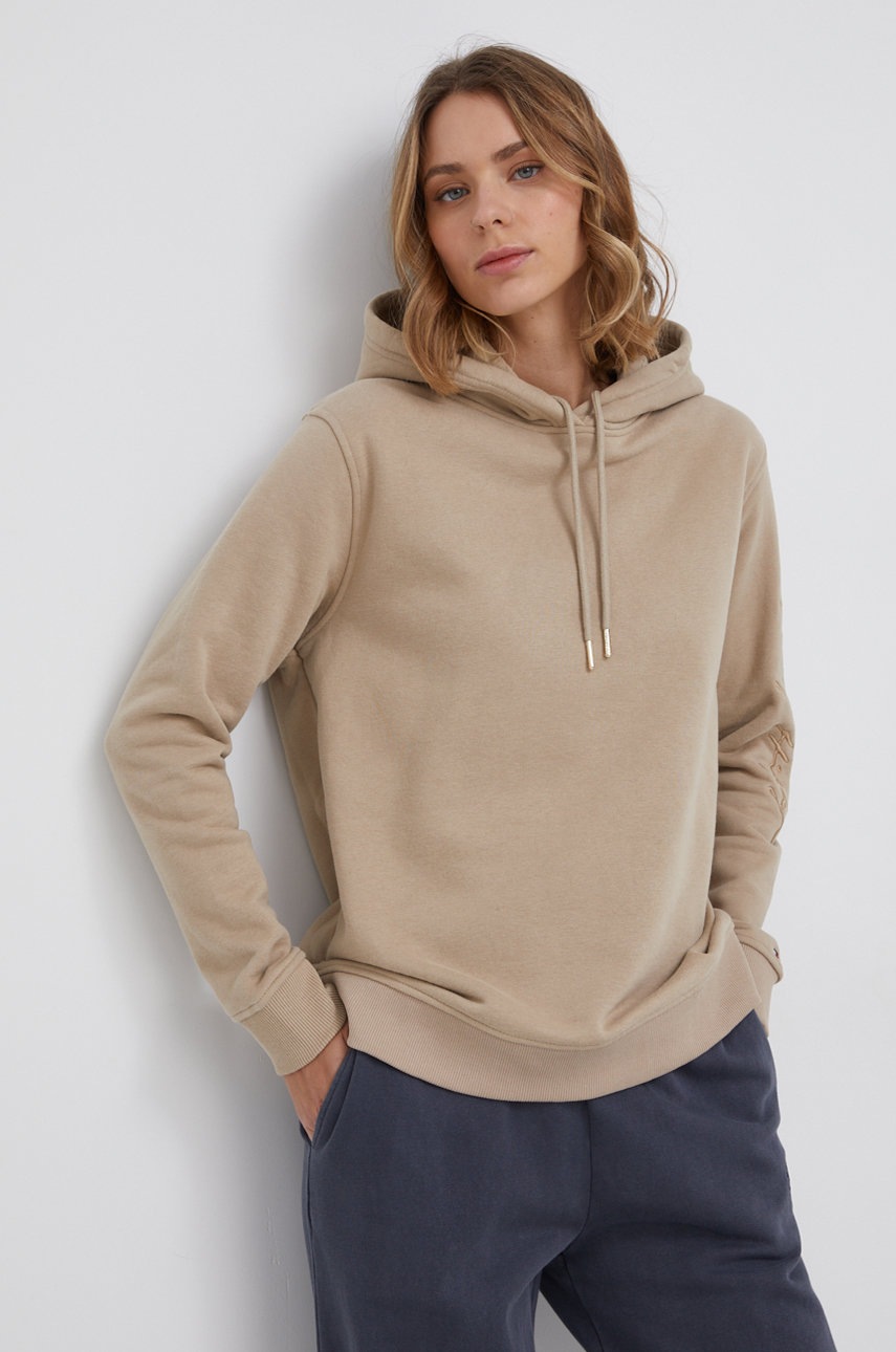 

Суичър Tommy Hilfiger дамски в бежово с изчистен дизайн, Бежов