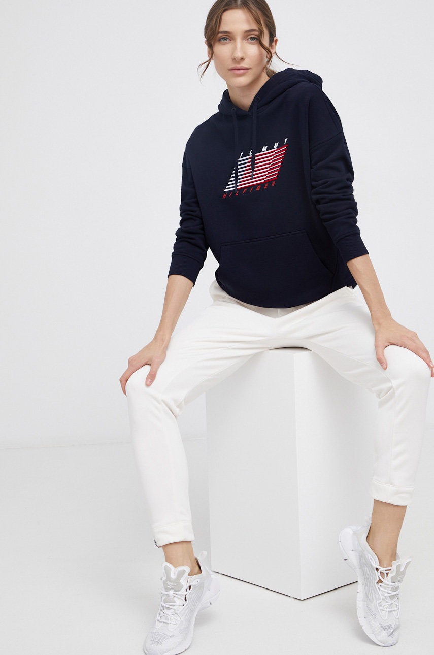 

Суичър Tommy Hilfiger дамски в тъмносиньо с принт, Тъмносин