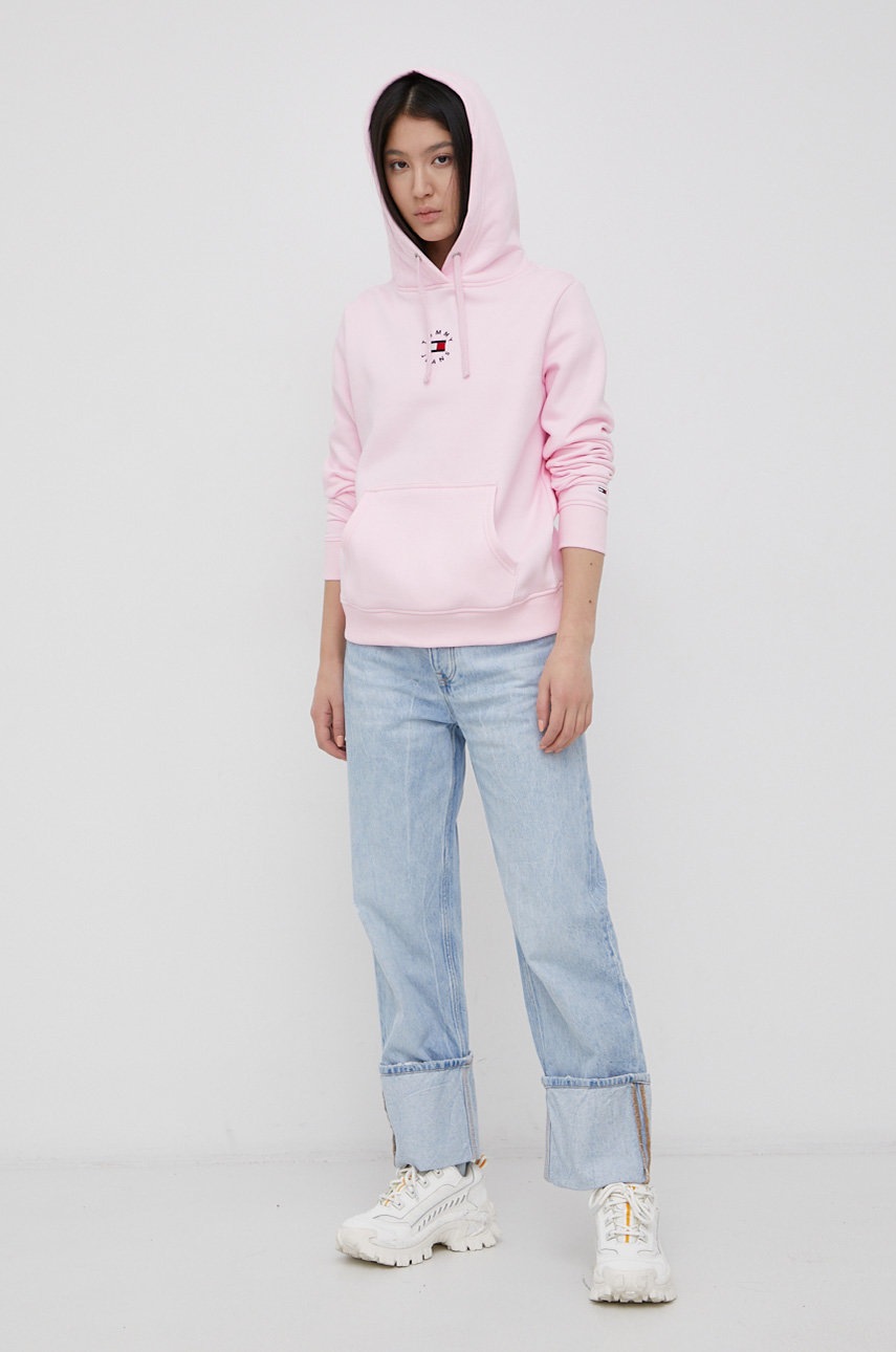 

Кофта Tommy Jeans женская цвет розовый с аппликацией
