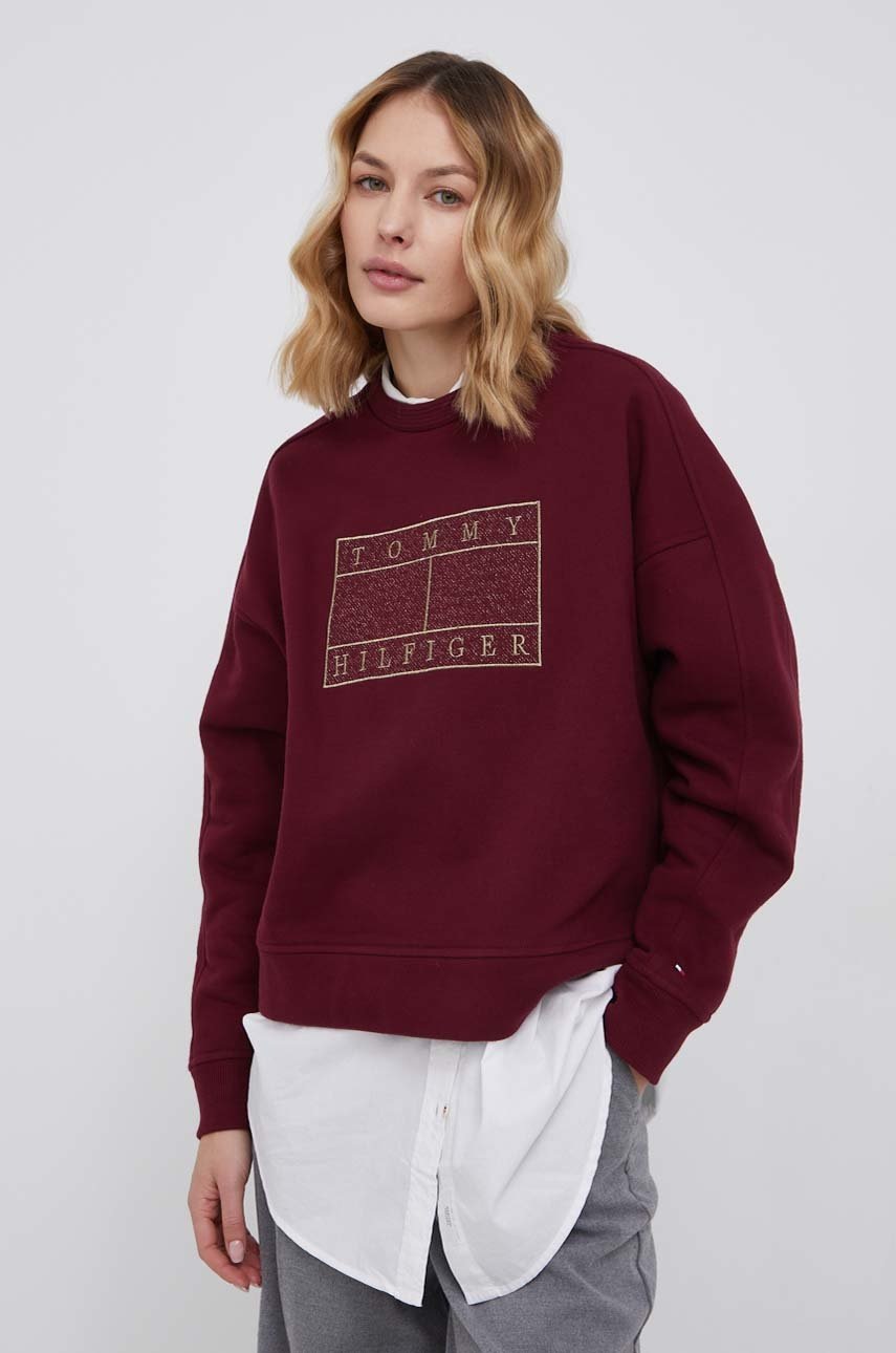 

Суичър Tommy Hilfiger дамски в бордо с принт