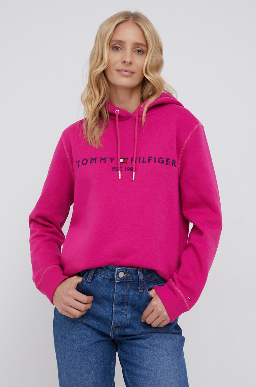 

Суичър Tommy Hilfiger дамски в розово с апликация, Розов
