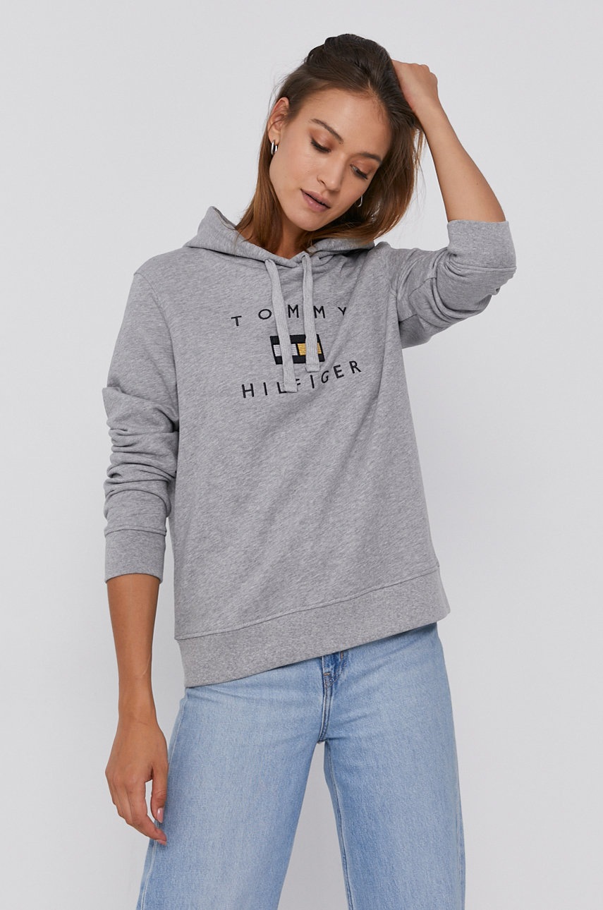 

Хлопковая кофта Tommy Hilfiger женская цвет серый с аппликацией