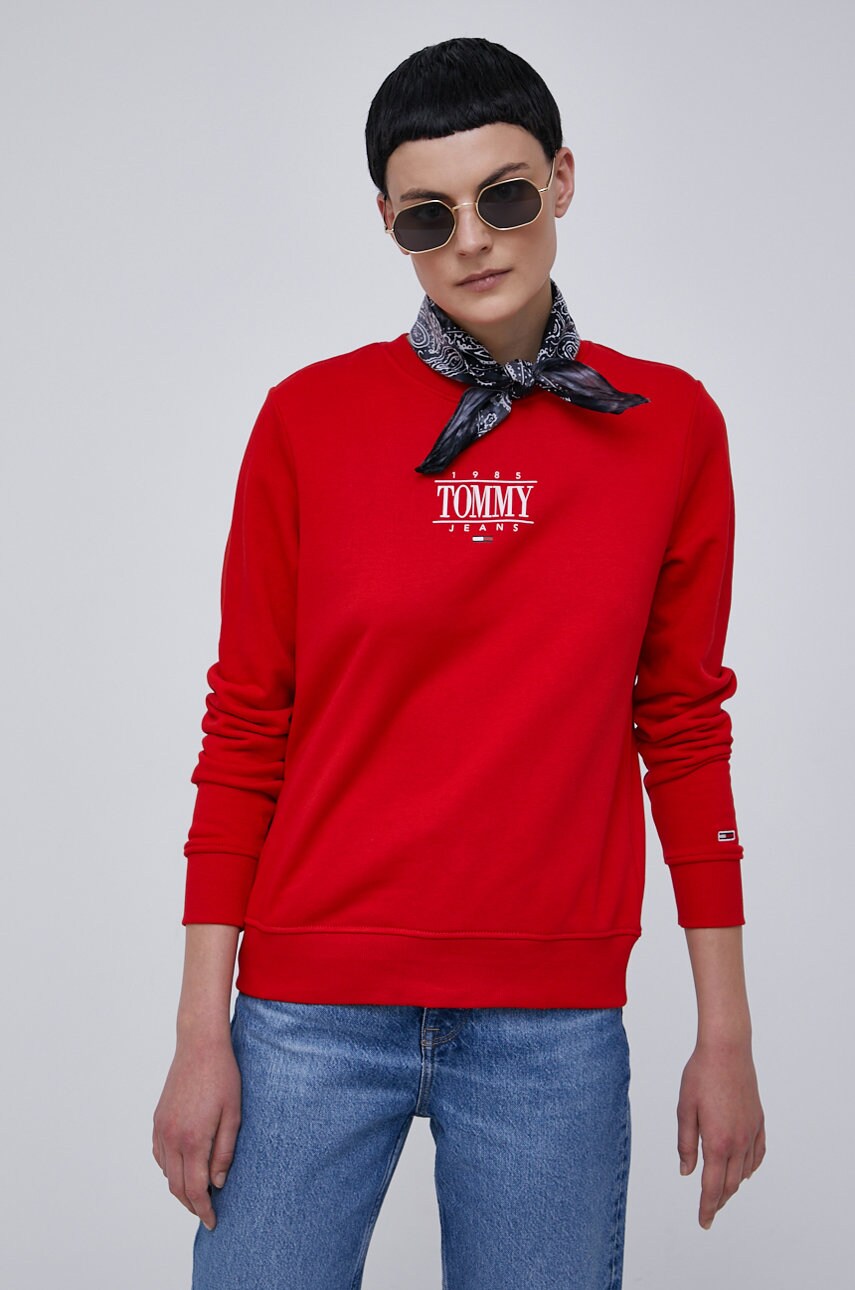 

Кофта Tommy Jeans женская цвет красный с принтом