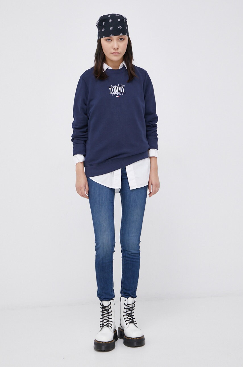 

Кофта Tommy Jeans женская цвет синий с принтом