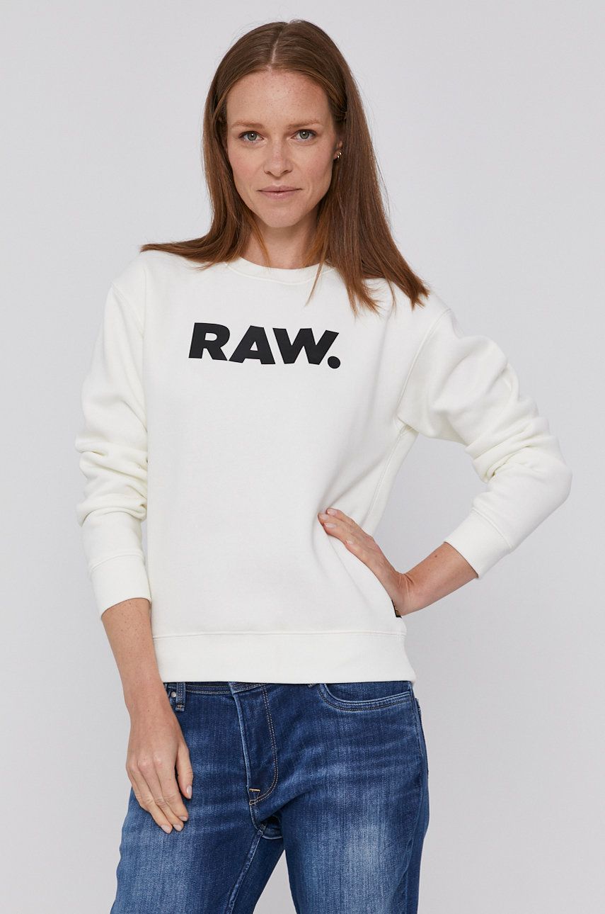 G-Star Raw Bluză femei, culoarea alb, cu imprimeu imagine reduceri black friday 2021 Alb