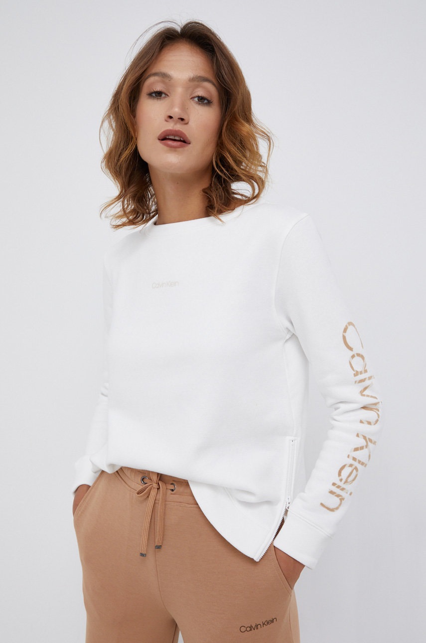 Calvin Klein Bluza damska kolor biały gładka