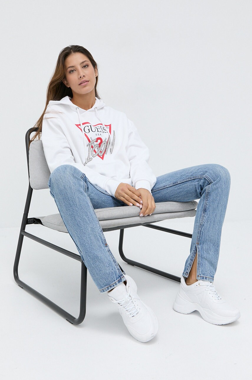 

Кофта Guess жіноча колір білий з аплікацією