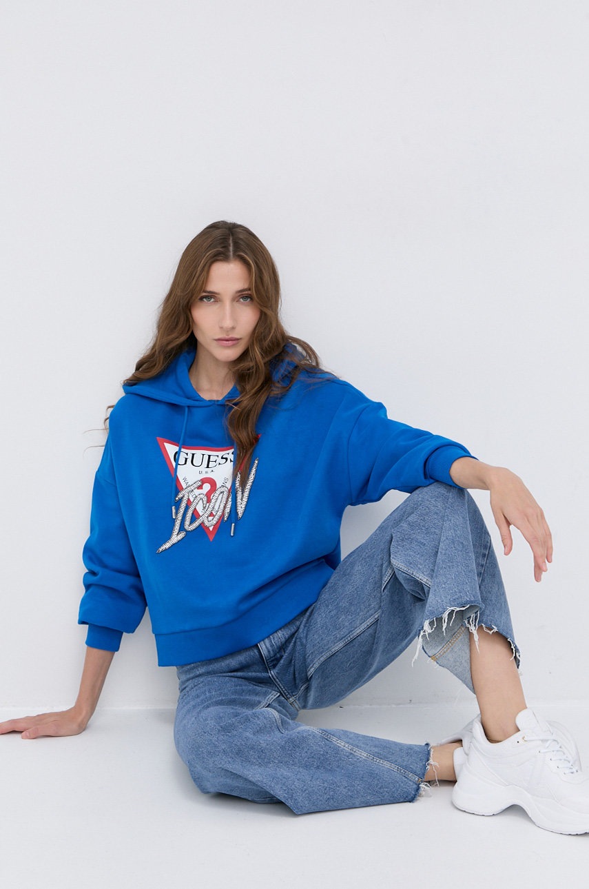

Суичър Guess дамски с апликация, Син