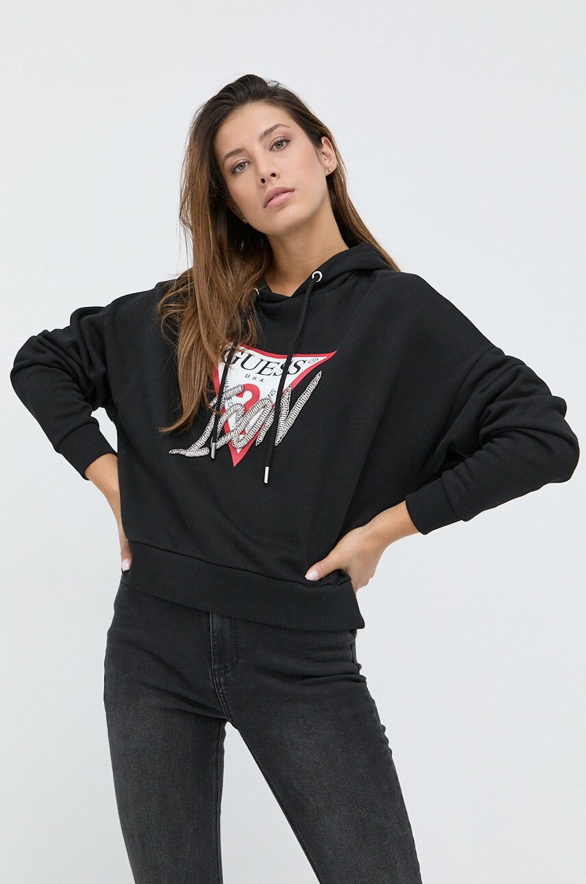 

Кофта Guess жіноча колір чорний з аплікацією