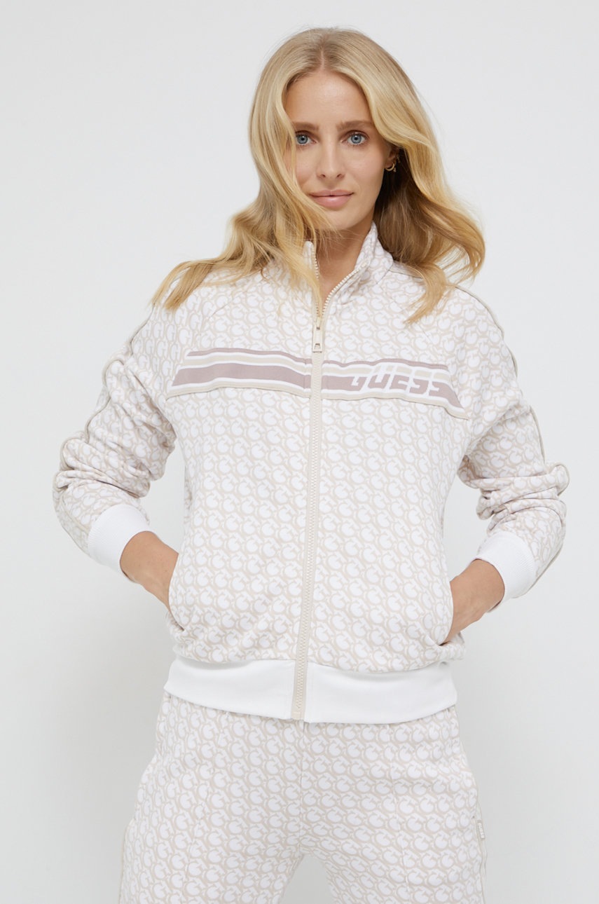 

Суичър Guess дамски в бяло с десен, Бял